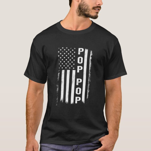 Pop Pop Flag Mens  Papa Grandpa Dad Daddy Poppop T-Shirt (Front)