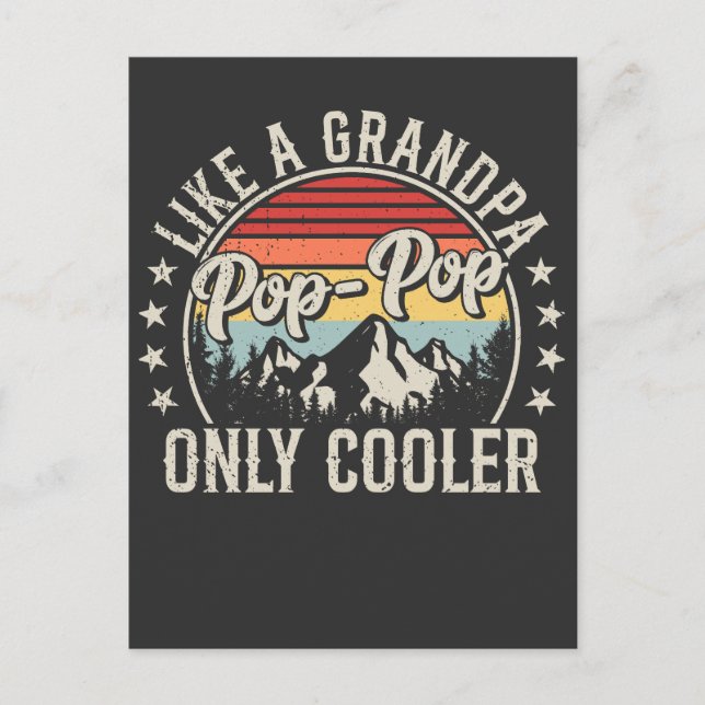 Pop-Pop Like a Grandpa Only Cooler Retro Postcard (Front)