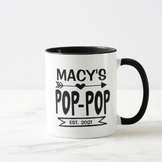 Pop Pop Mug with Grandchild's Name and Year