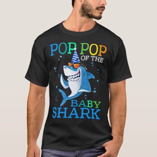 POP POP Of The Baby Shark Birthday Brother Shark S T_Shirt