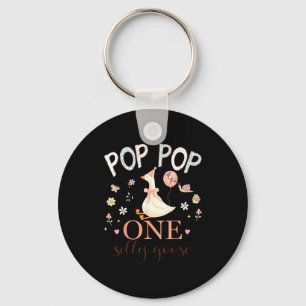 Pop pop of the one silly goose 1st birthday girl keychain