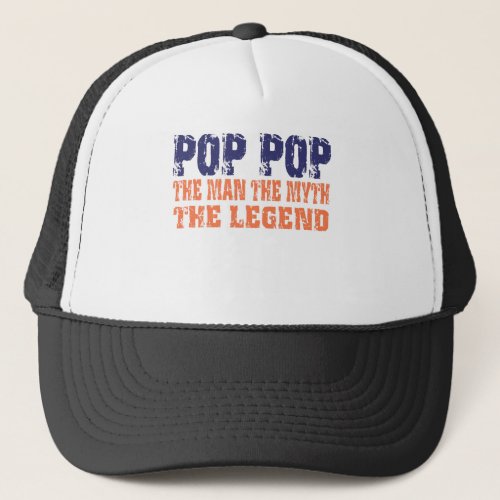 Pop Pop Orange Blue Trucker Hat