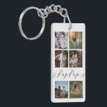 Pop Pop Script | Grandchildren Photo Grid Collage Keychain<br><div class="desc">A special and memorable photo collage keychain gift for grandpa (pop pop). The design features a six photo collage layout to display six of your own special photos. "pop pop" is designed in stylish black script calligraphy. Send a memorable and special gift to your pop pop that he'll cherish. Note:...</div>