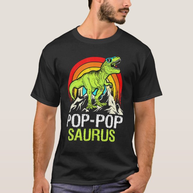 Pop Popsaurus Dinosaur Grandpa Pop Pop Saurus Fath T-Shirt (Front)