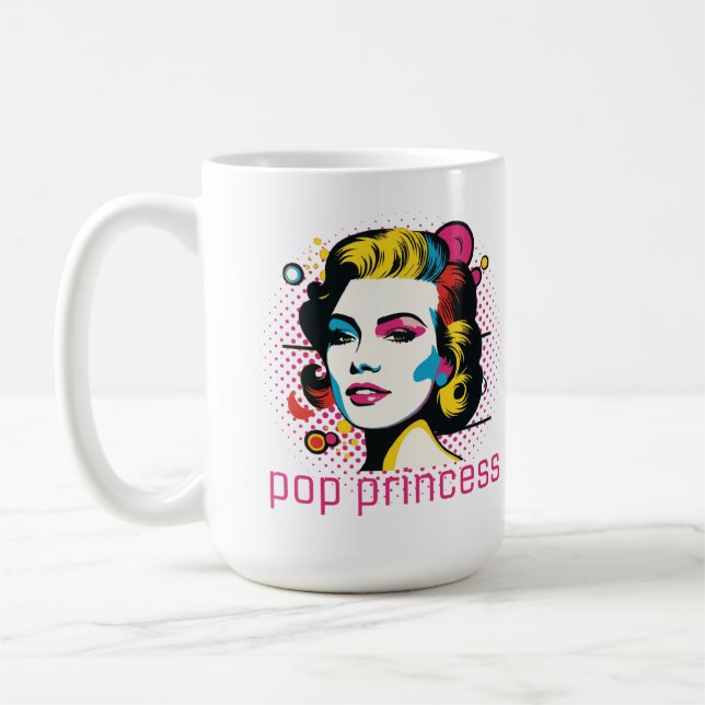 Pop princess, woman face, abstract art face coffee mug (Left)