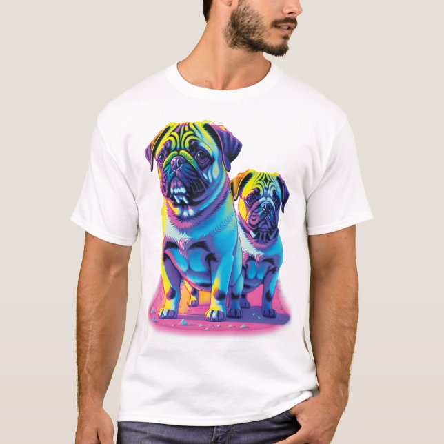 Pop Pugs in Pink  T-Shirt (Front)