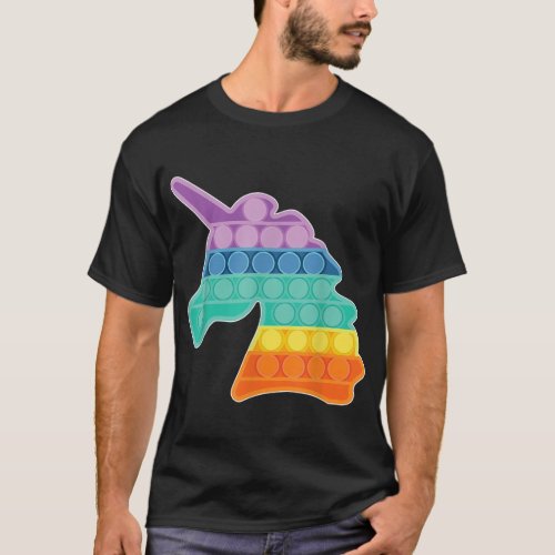 Pop Push Fidget Sensory Toy Unicorn Rainbow Bubble T_Shirt