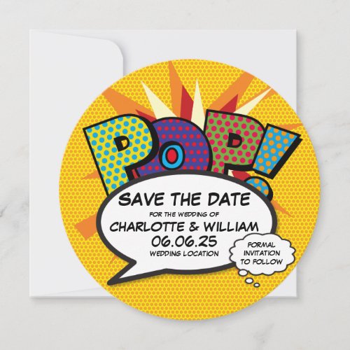 POP Save the Date Fun Retro Comic Book Pop Art