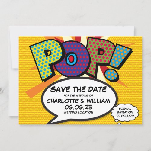 POP Save the Date Fun Retro Comic Book Pop Art