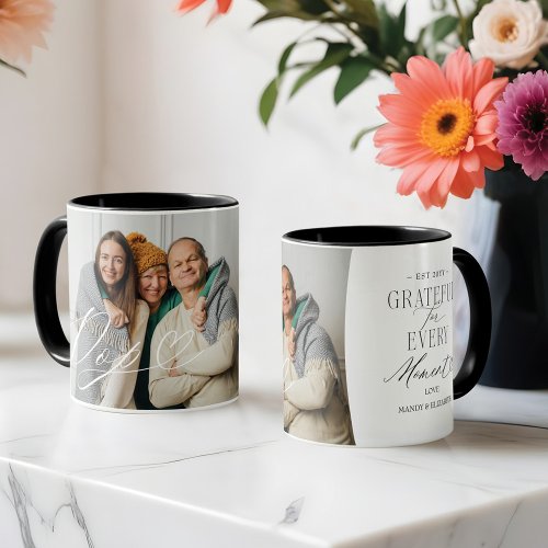 Pop Script Heart Grateful for Every Moment Photo Mug