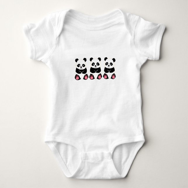 Pop Simple Design☆Pandas Rompers (Front)