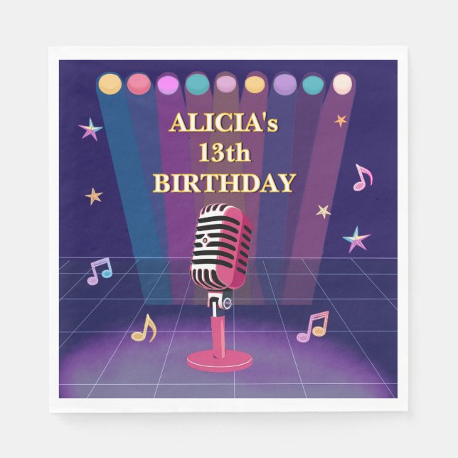 Pop singer Karaoke stars birthday teenager Napkins (Front)