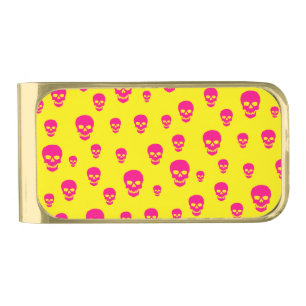 Pop Skulls Gold Finish Money Clip