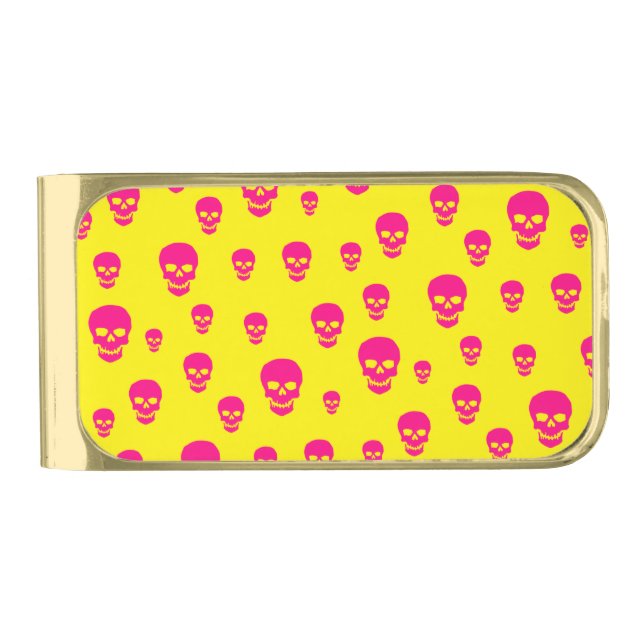 Pop Skulls Gold Finish Money Clip (Front)