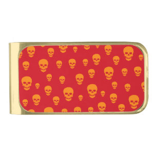 Pop Skulls Gold Finish Money Clip