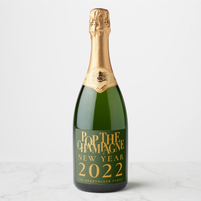 Pop Sparkling Wine New Year Bottle Label Sticker S (Front)