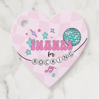 Pop Star Birthday Heart Favor Thank you Tag 