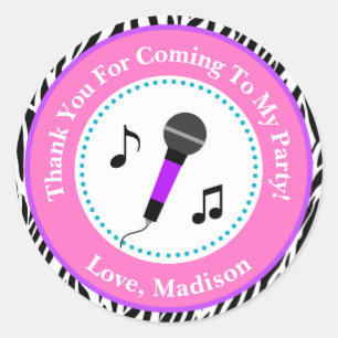 Pop Star Birthday Party Favor Stickers