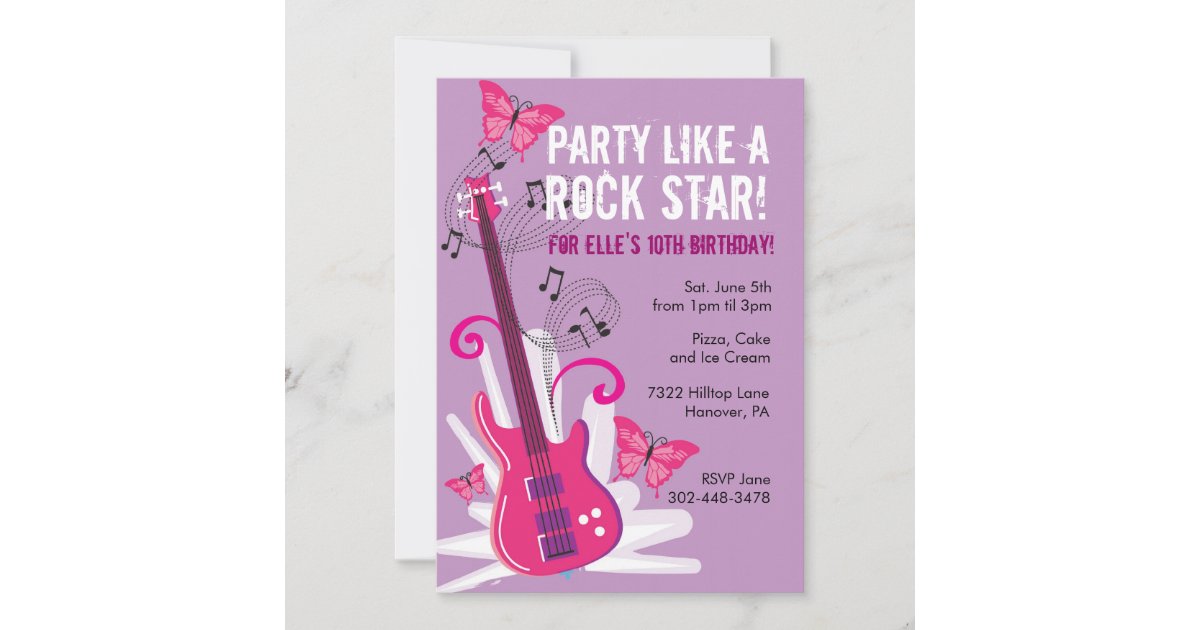 Pop Star Birthday Party Invitation | Zazzle