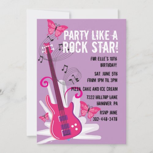 Pop Star Birthday Party Invitation
