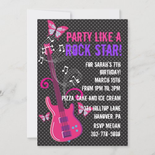 Pop Star Birthday Party Invitation