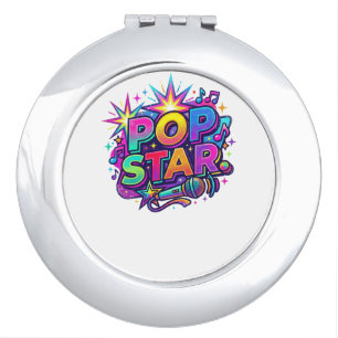 Pop Star Funny Popcorn Pun Graphic T-Shirt Compact Mirror