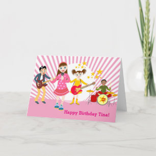 Pop star girl birthday party card