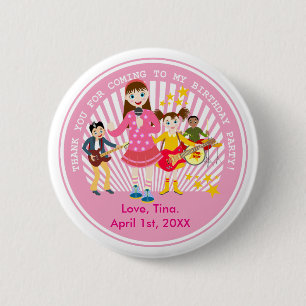 Pop star girl birthday party pinback button