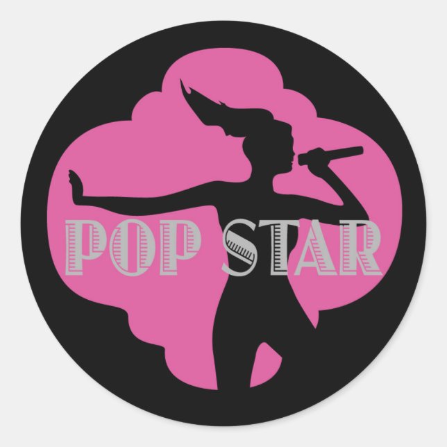 Pop Star Karaoke Birthday Party Labels (Front)