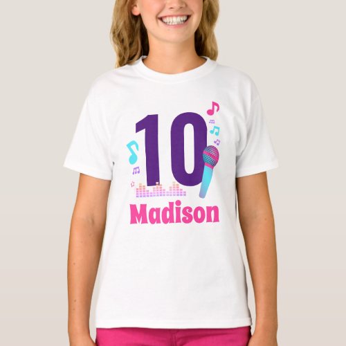 Pop Star Music Birthday Party Age Shirt