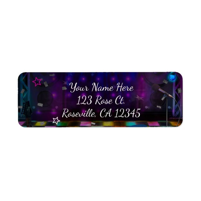 POP STAR PARTY Birthday Musical Dance Invitation Label (Front)