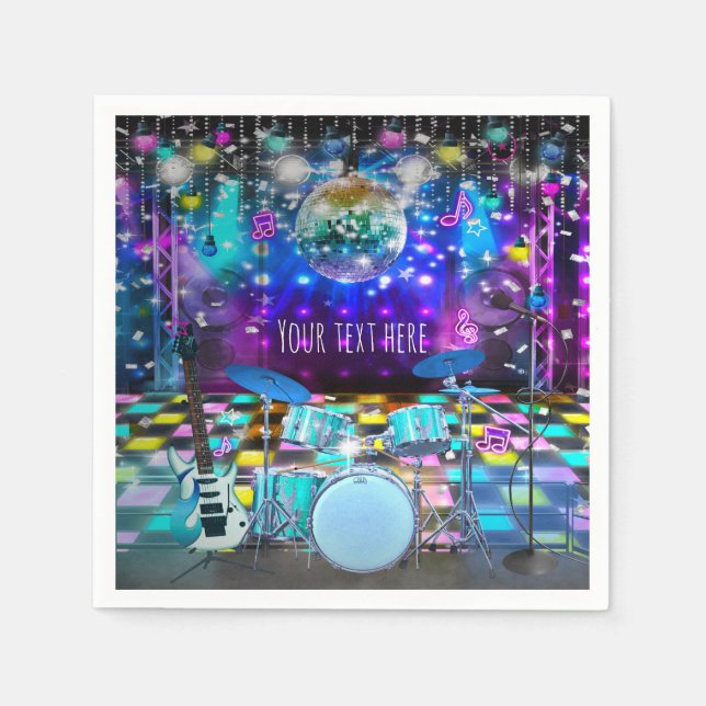 POP STAR PARTY Birthday Musical Dance Paper Napkins (Front)