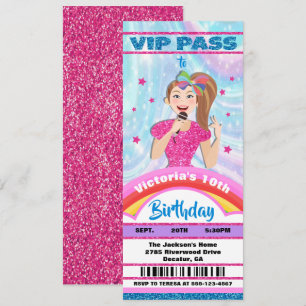 Pop Star Singer VIP pass tickets Birthday Invitation