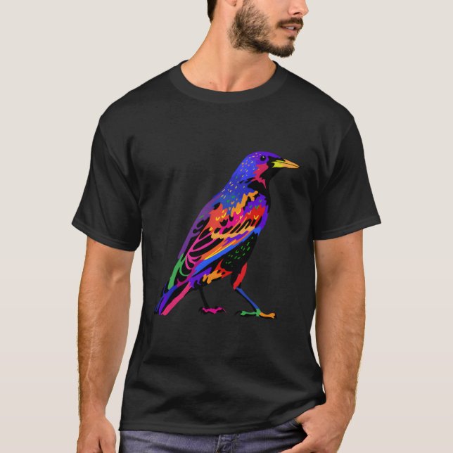 Pop Starling Bird Ornithology Bird Watching Bird T-Shirt (Front)