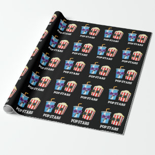 Pop Stars Funny Soda Pop Popcorn Pun Dark BG Wrapping Paper