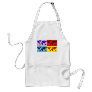 pop style world map adult apron