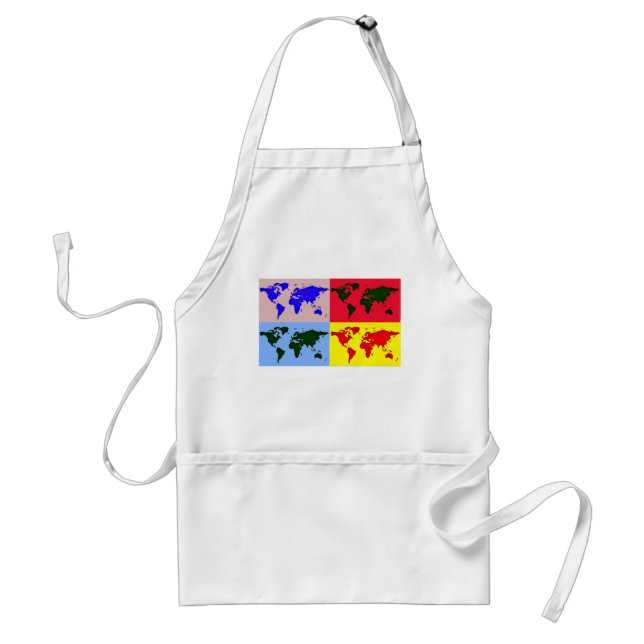 pop style world map adult apron (Front)