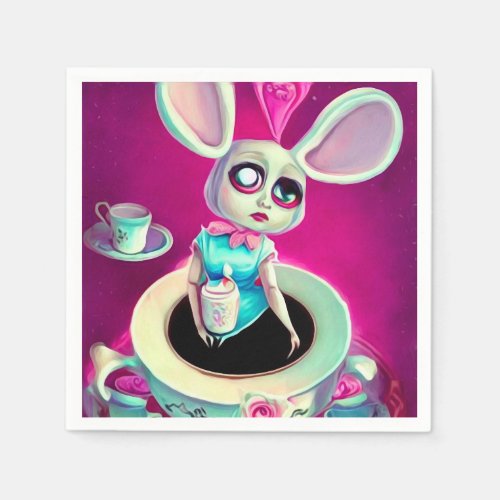 Pop Surrealism Bunny Ears Tea Cup Doll Napkins