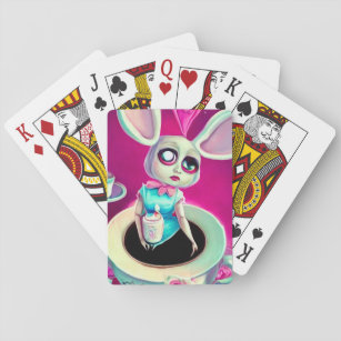 Pop Surrealism Bunny Ears Tea Cup Doll Playing Cards