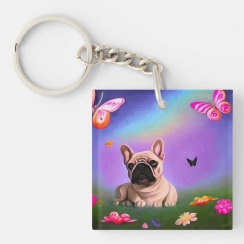 Pop Surrealism Butterflies Puppy Keychain