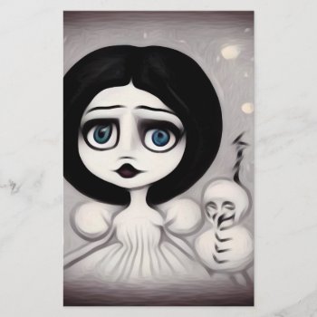 Pop Surrealism Doll & Weird Snowman Stationery by VoXeeD at Zazzle