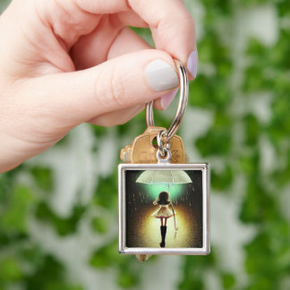 Pop Surrealism Floating Umbrella Girl Keychain