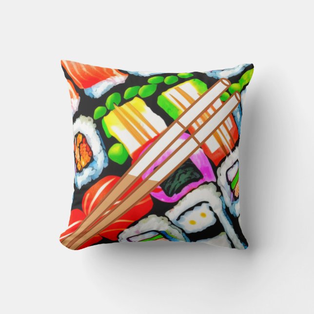 Pop Sushi Throw Pillow (Front)