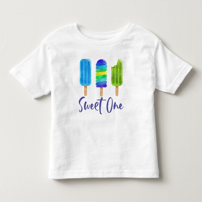 Pop Sweet One 1st Birthday blue green Toddler T-shirt (Front)
