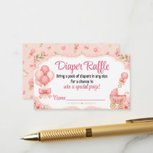 Pop the Balloons Girl Diaper Raffle Ticket