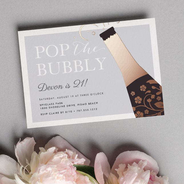 Pop The Bubbly | Birthday Party Foil Invitation (Creator Uploaded)