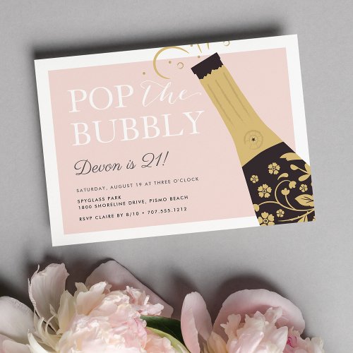 Pop the Bubbly  Birthday Party Invitation