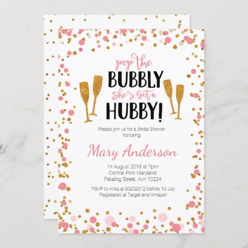 Pop The Bubbly Bridal Shower invite