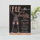 Pop The Bubbly Bridal Shower Invite, Faux Gold Invitation (Standing Front)