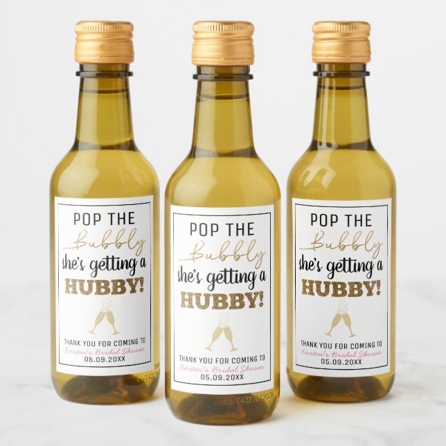 Pop the Bubbly Brunch Bridal Shower Wine Label (Bottles)